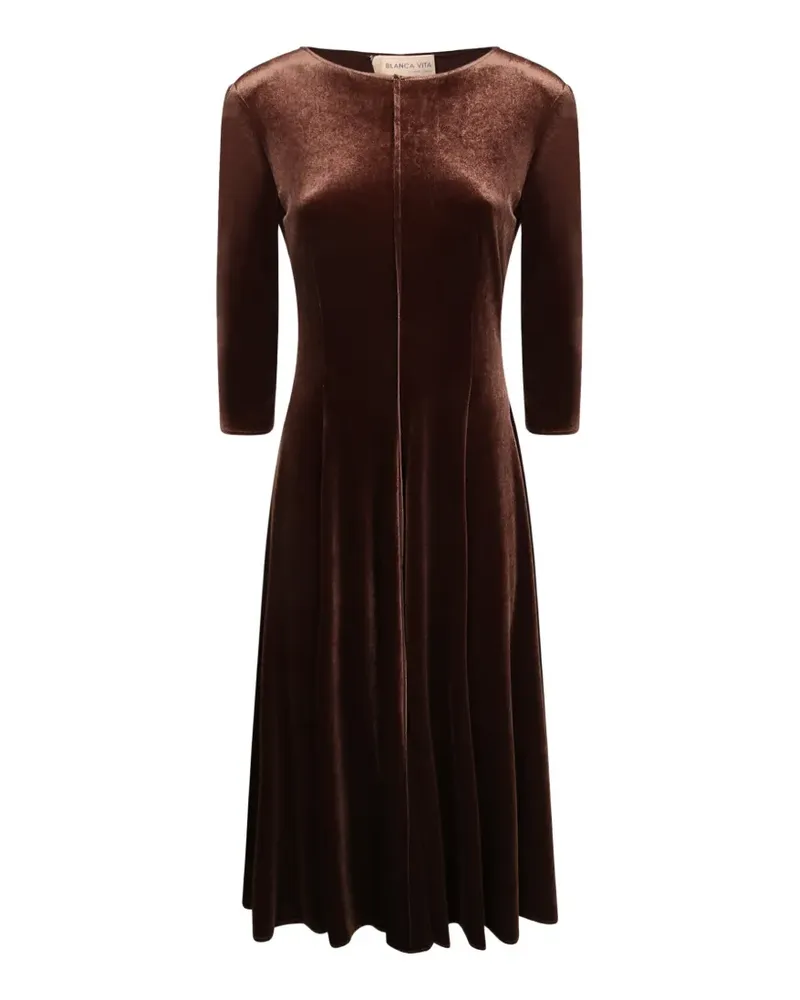 Blanca velvet flared midi dress - Braun Braun