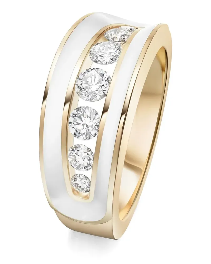 Melissa Kaye 18kt Weißgoldring mit emailliertem Diamanten Gold