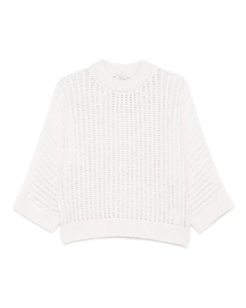 Peserico Pullover mit Lochstrickmuster - Weiß Weiß