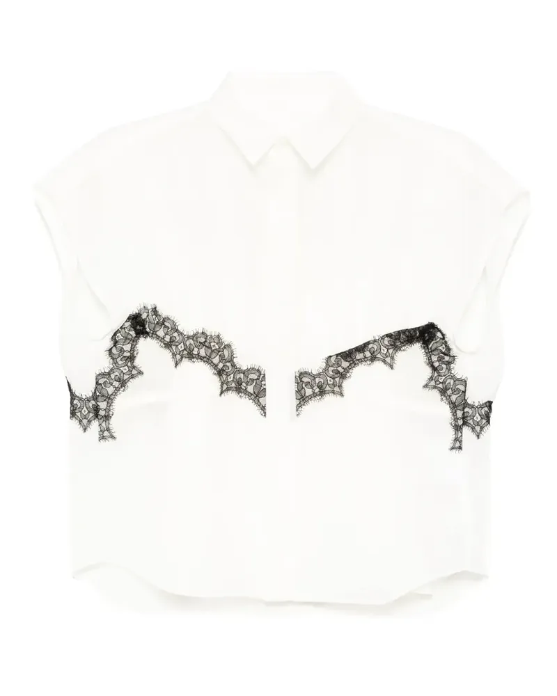 Sacai lace-trimmed semi-sheer blouse - Weiß Weiß