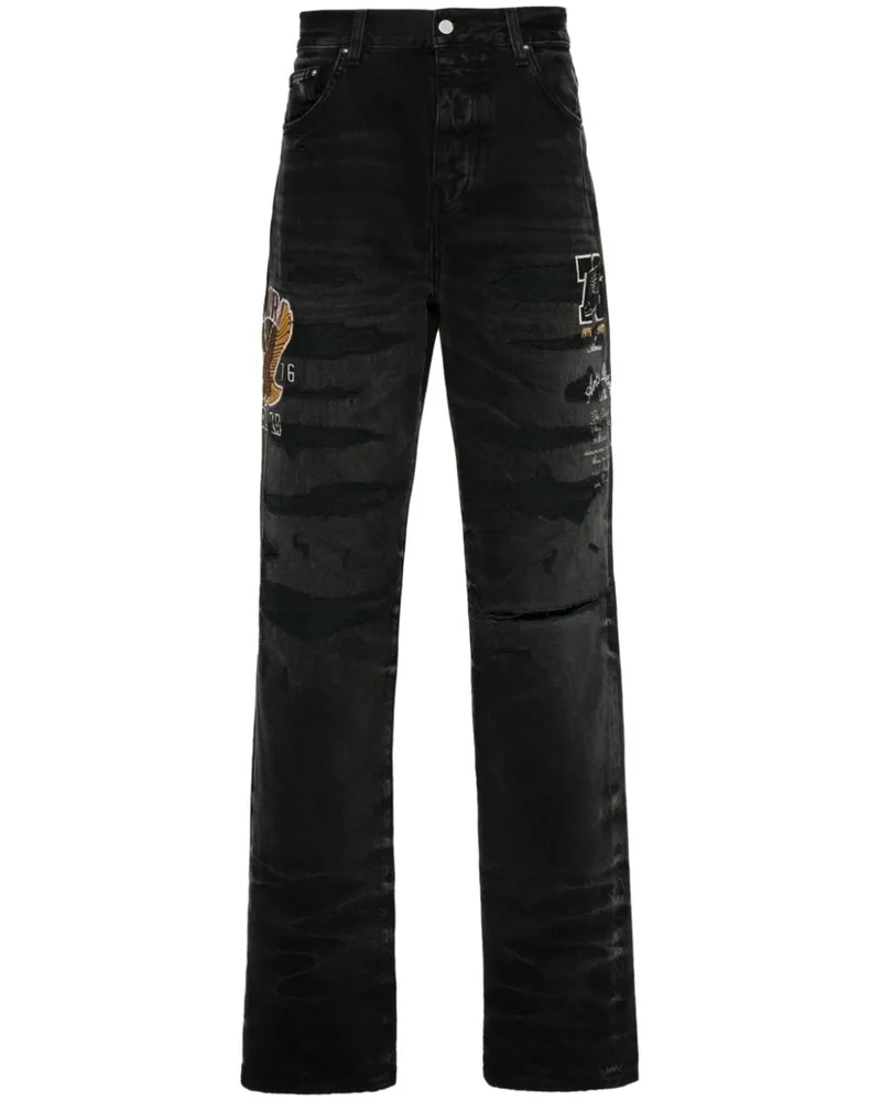 Amiri Varsity Straight-Leg-Jeans - Schwarz Schwarz