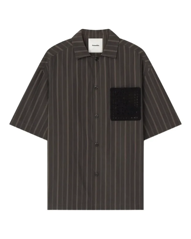 Nanushka Maxton striped crochet-pocket shirt - Schwarz Schwarz