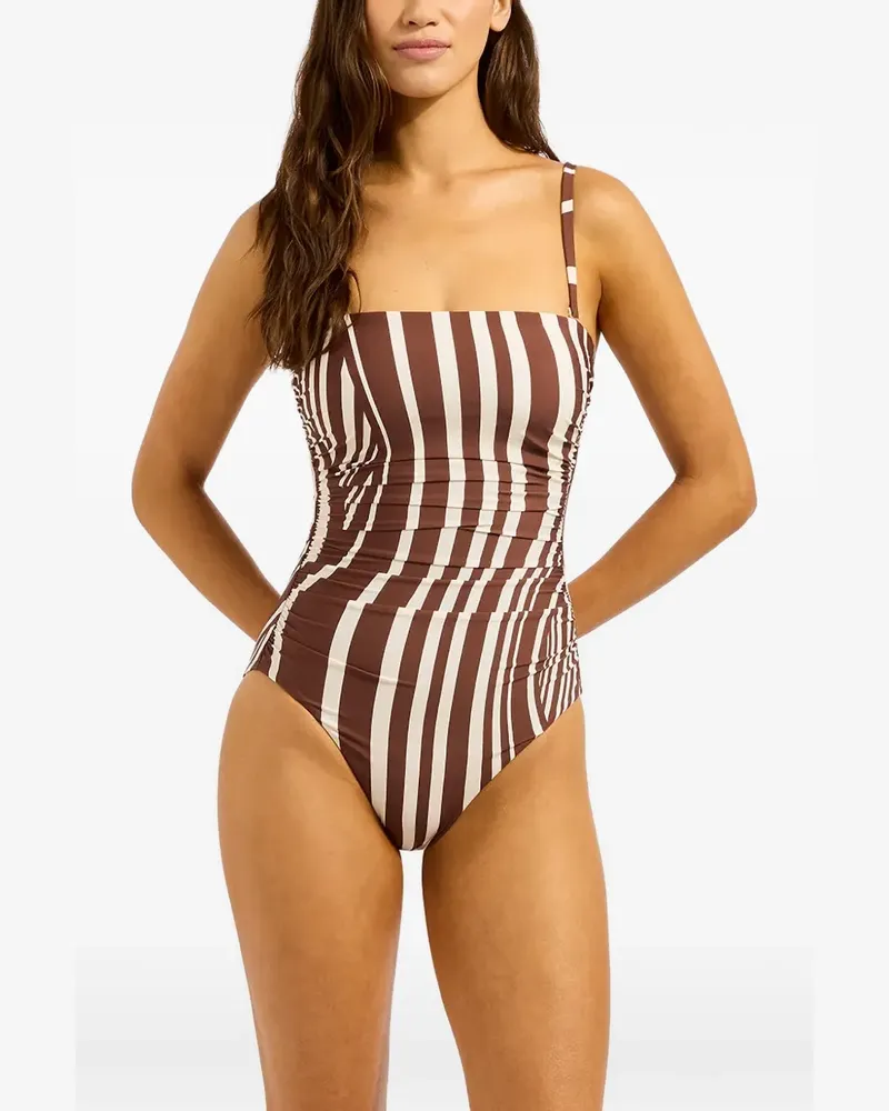Seafolly Australia striped ruched swimsuit - Braun Braun