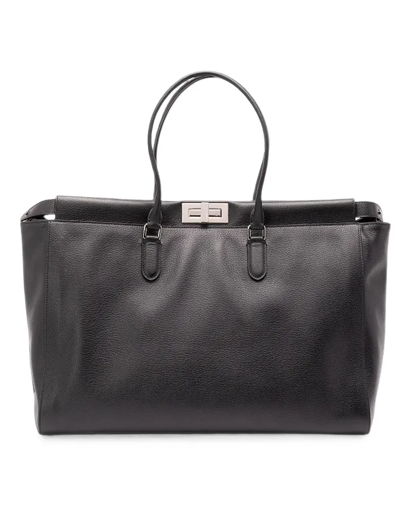 Fendi Large Peekaboo grained leather tote bag - Schwarz Schwarz