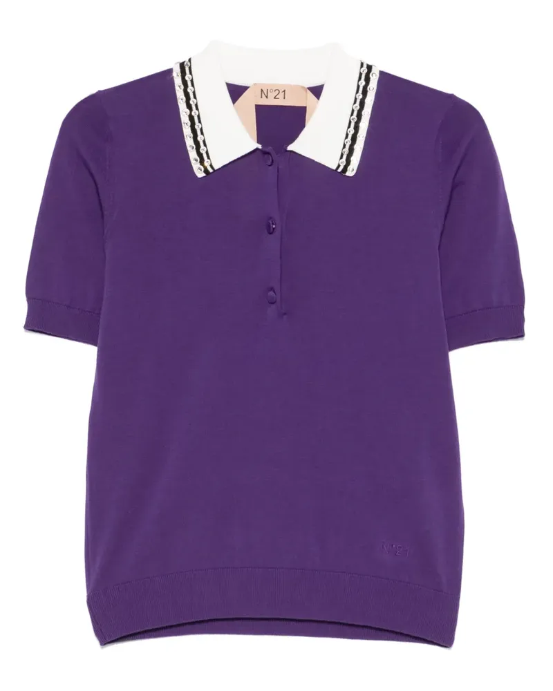 N° 21 Poloshirt mit Kristallen - Violett Violett
