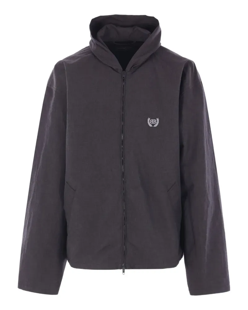 Balenciaga Kapuzenjacke mit Logo-Stickerei - Schwarz Schwarz