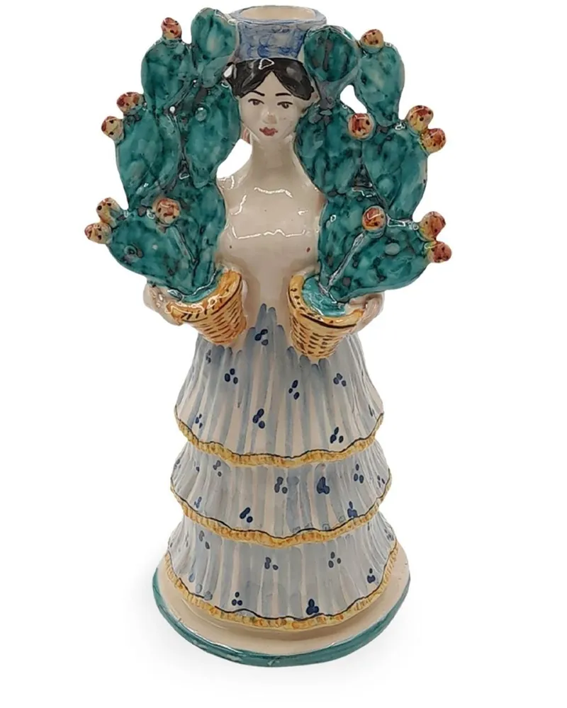 Les-Ottomans Cactus Woman Kerzenhalter aus Porzellan Mehrfarbig