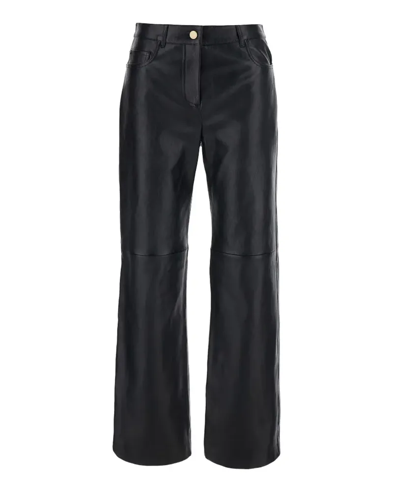 Max Mara Lederhose mit weitem Bein - Schwarz Schwarz