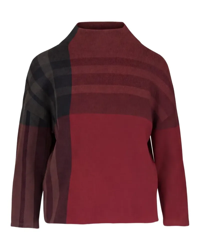 Akris Karierter Pullover mit Stehkragen - Rot Rot
