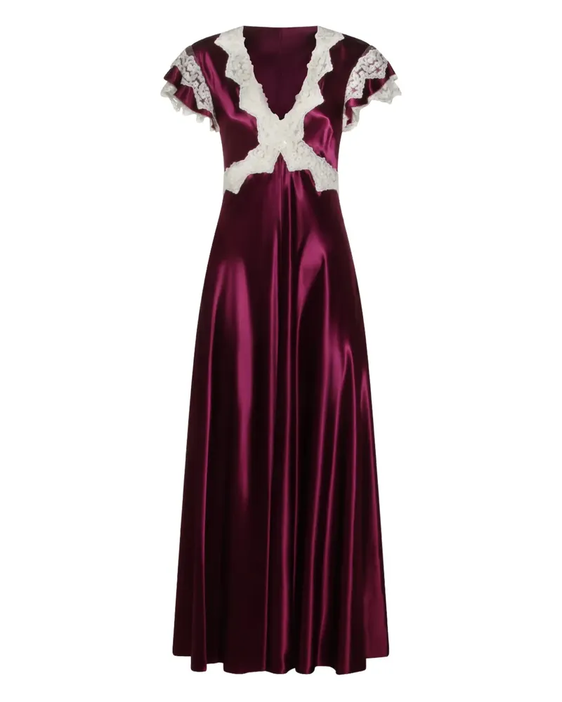 Alberta Ferretti lace V-neck dress - Violett Violett