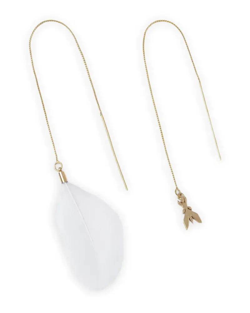 Patrizia Pepe fly-motif feather-pendant earrings - Gold Gold