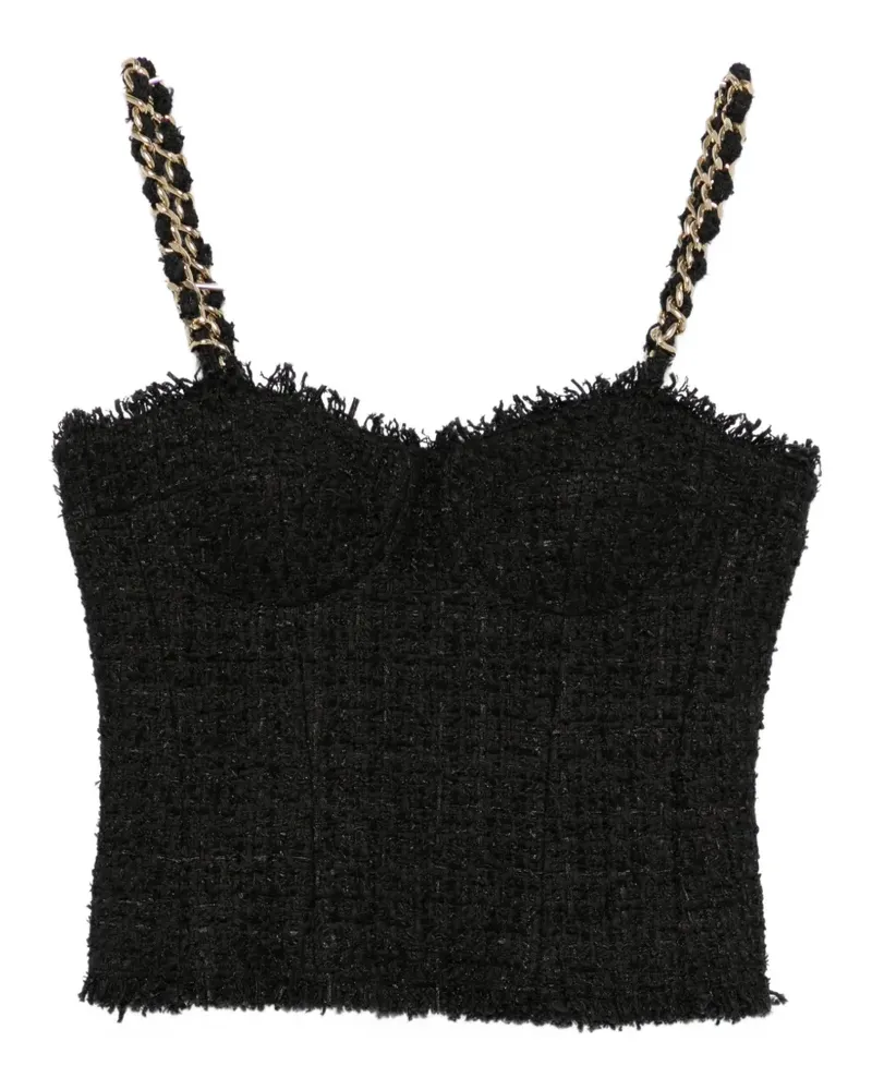 Balmain sleeveless tweed chain-link strap top - Schwarz Schwarz