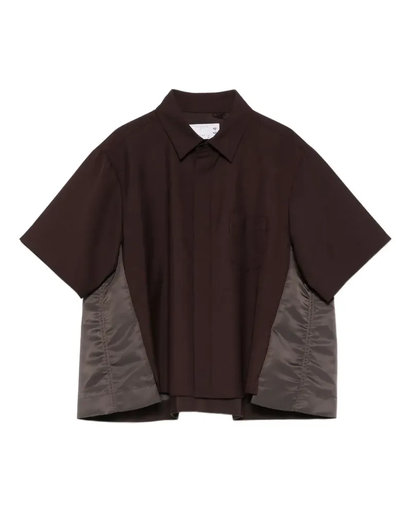 Sacai Kurzärmeliges Hemd mit Einsätzen - Braun Braun