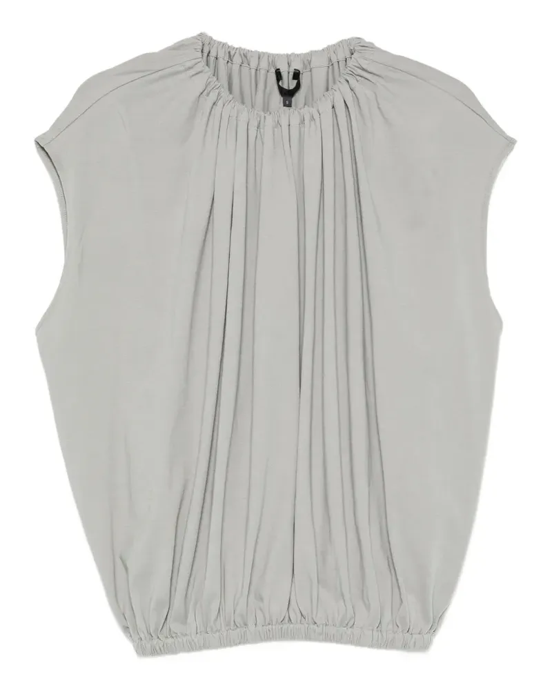 tibi shirred-neck circular T-shirt - Grau Grau