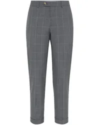 Brunello Cucinelli cropped check-print trousers Grau