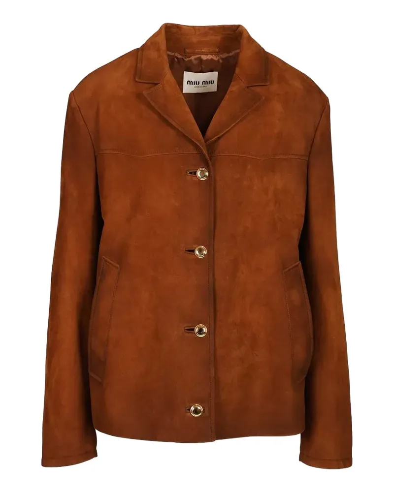 Miu Miu Geknöpfte Jacke mit Logo-Detail - Braun Braun