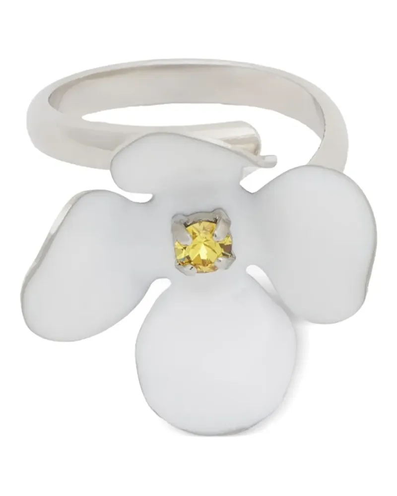 Marni Daisy Ring aus weißem Emaille - Silber Silber