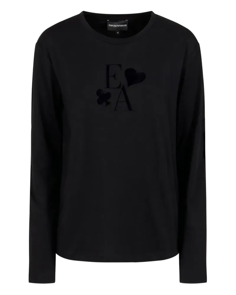 Emporio Armani T-Shirt mit Logo-Applikation - Schwarz Schwarz