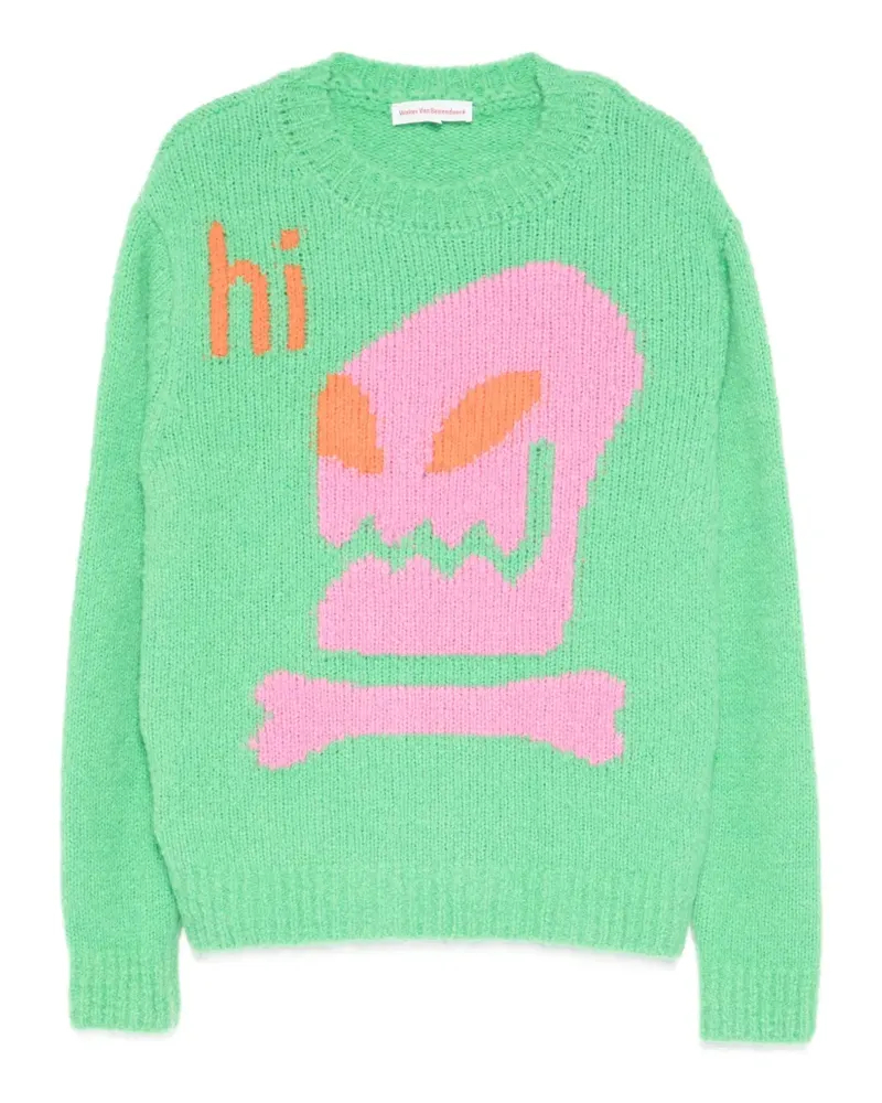 Walter van Beirendonck Pullover mit Alien-Intarsie - Grün Grün