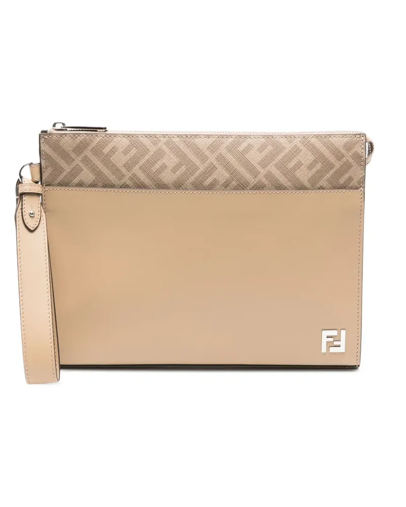 Fendi Clutch mit FF-Motiv - Nude Nude