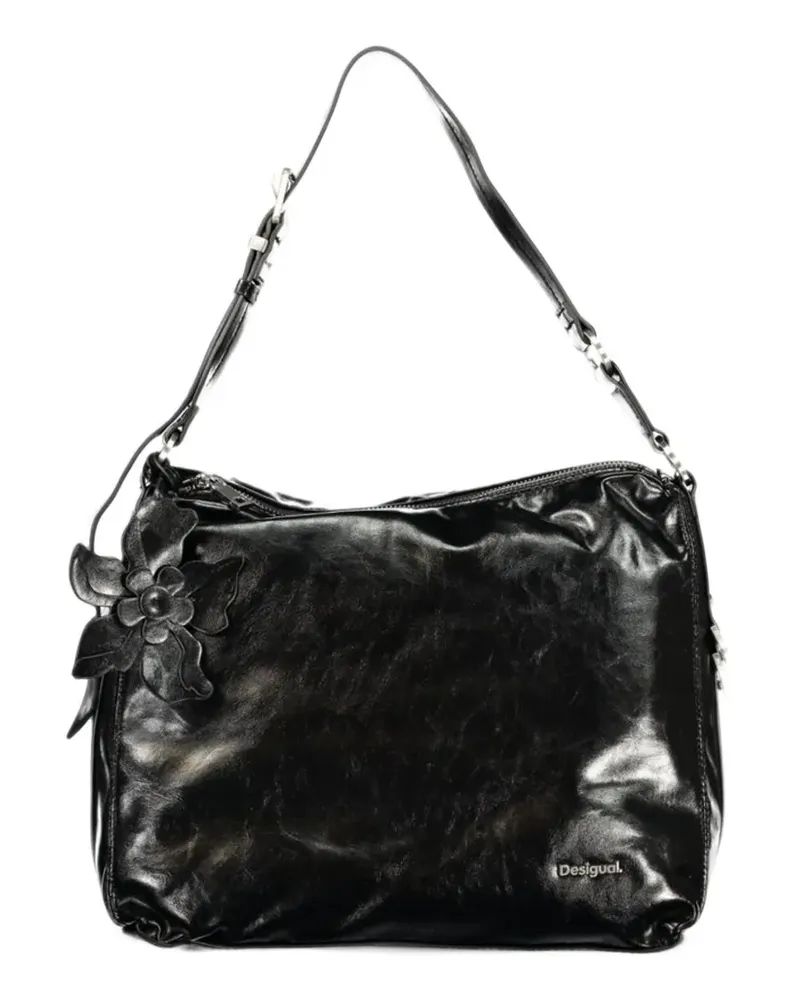 Desigual flower-detail zip-fastening shoulder bag - Schwarz Schwarz
