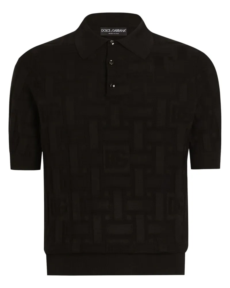 Dolce & Gabbana Poloshirt mit Jacquard-Logo - Schwarz Schwarz