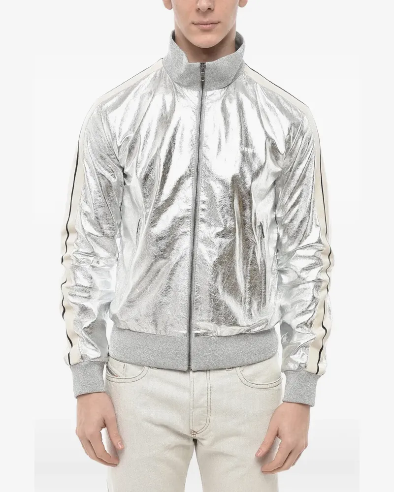 Palm Angels Lederjacke aus Lamé - Silber Silber