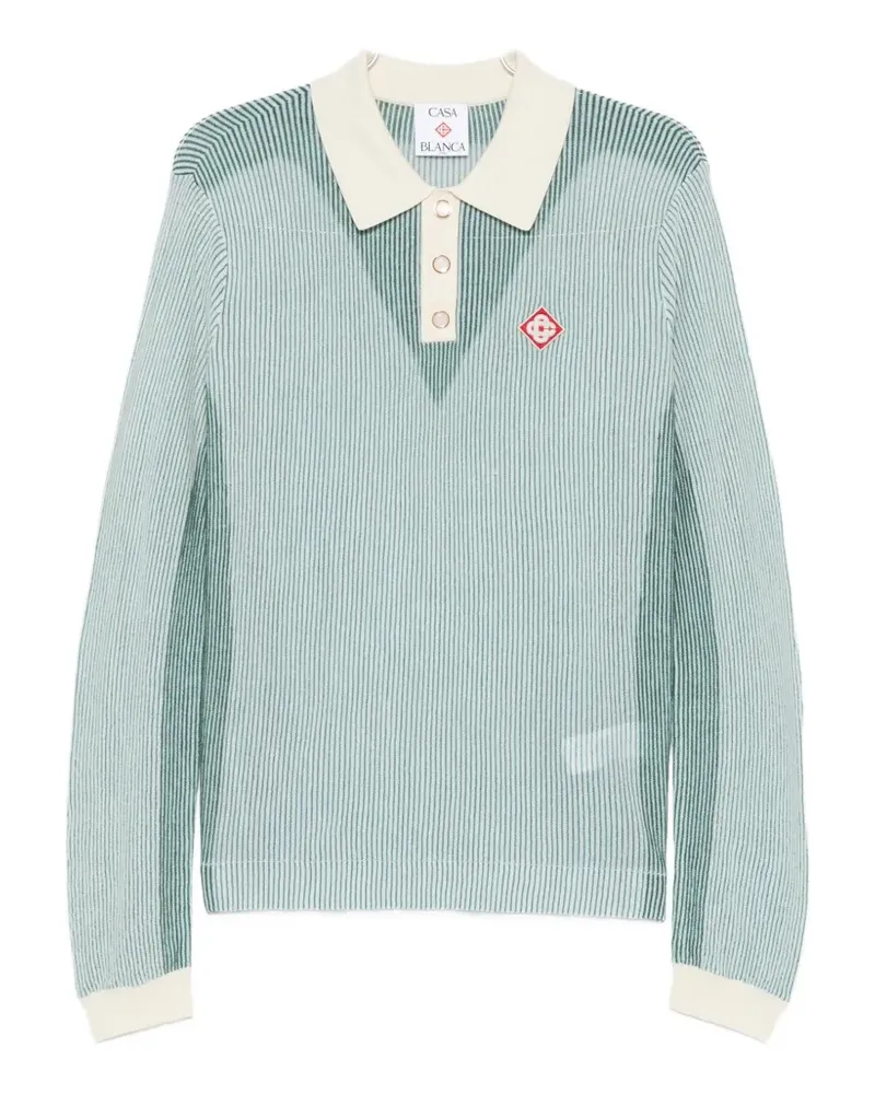 Casablanca Paris ribbed-knit logo-patch polo shirt - Grün Grün