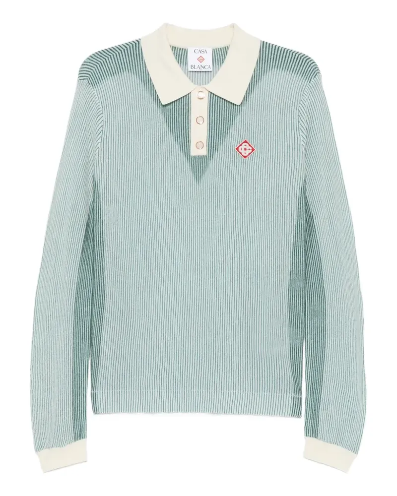 Casablanca Paris ribbed-knit logo-patch polo shirt - Grün Grün