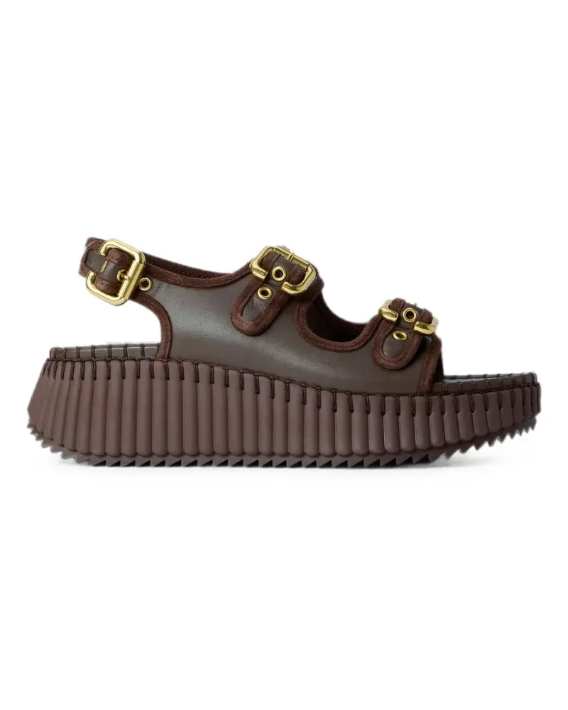 Chloé Plateau-Sandalen mit geriffeltem Riemen - Braun Braun