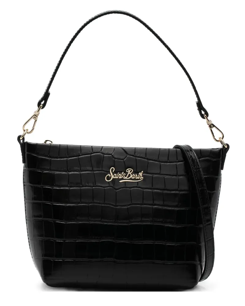 MC2 Saint Barth Aline Tote Bag mit Kroko-Optik - Schwarz Schwarz
