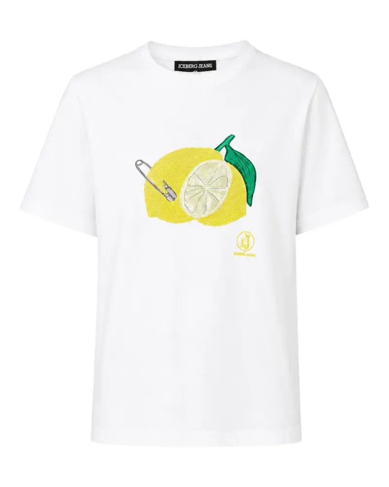 Iceberg lemon-print safety-pin T-shirt - Weiß Weiß