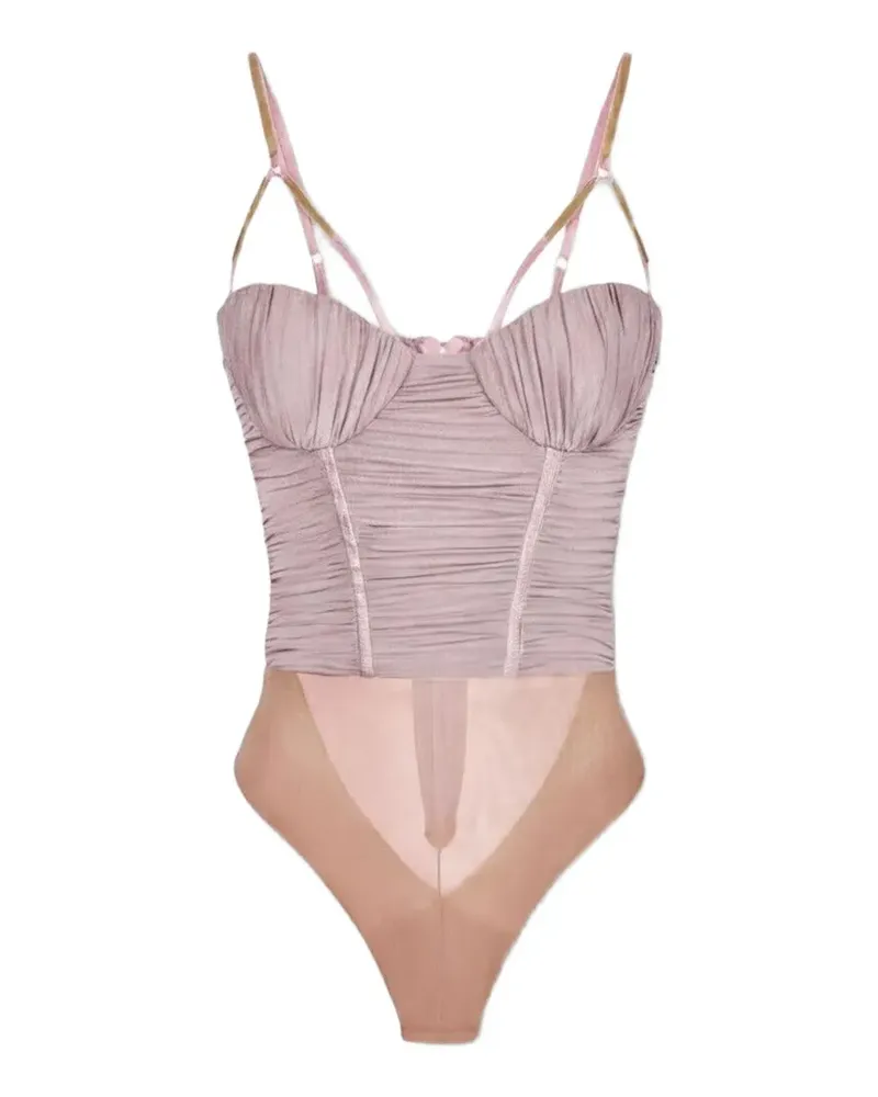 Elisabetta Franchi corset-style ruched bodysuit - Rosa Rosa