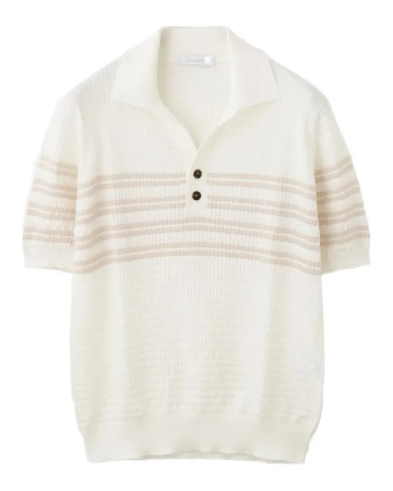 Cruciani striped waffle-knit polo shirt - Nude Nude