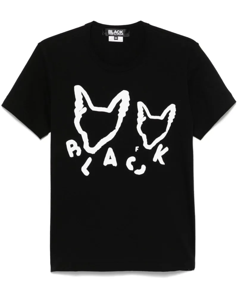 Comme des Garçons T-Shirt mit Katzen-Print - Schwarz Schwarz