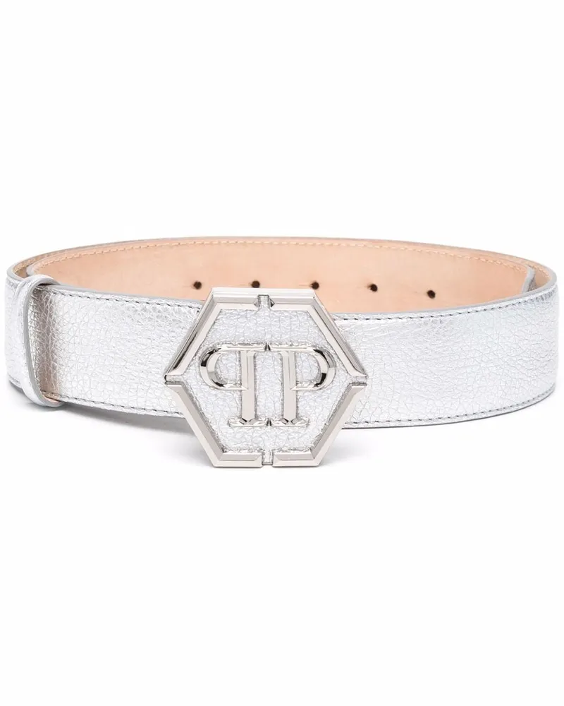 Philipp Plein Gürtel in Metallic-Optik - Silber Silber