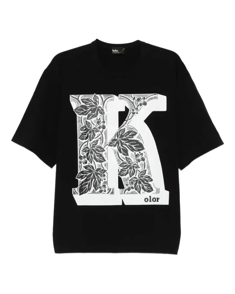 kolor T-Shirt mit Logo-Print - Schwarz Schwarz