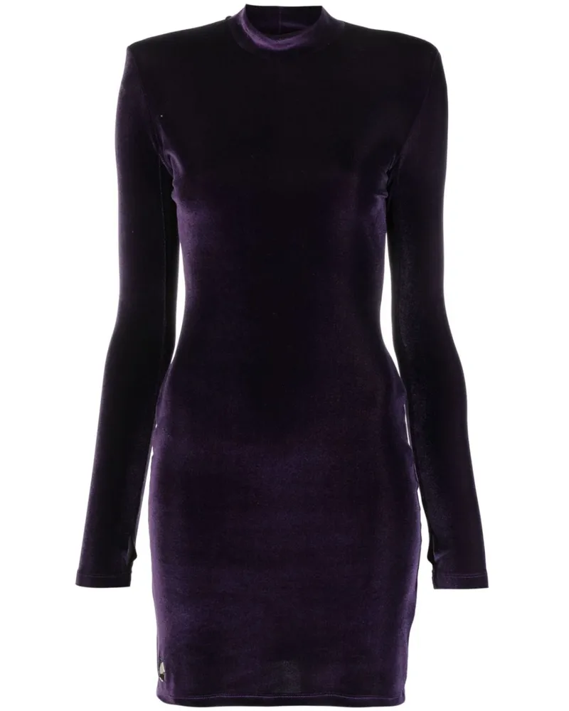 Philipp Plein Samt-Minikleid mit Logo-Schild - Violett Violett