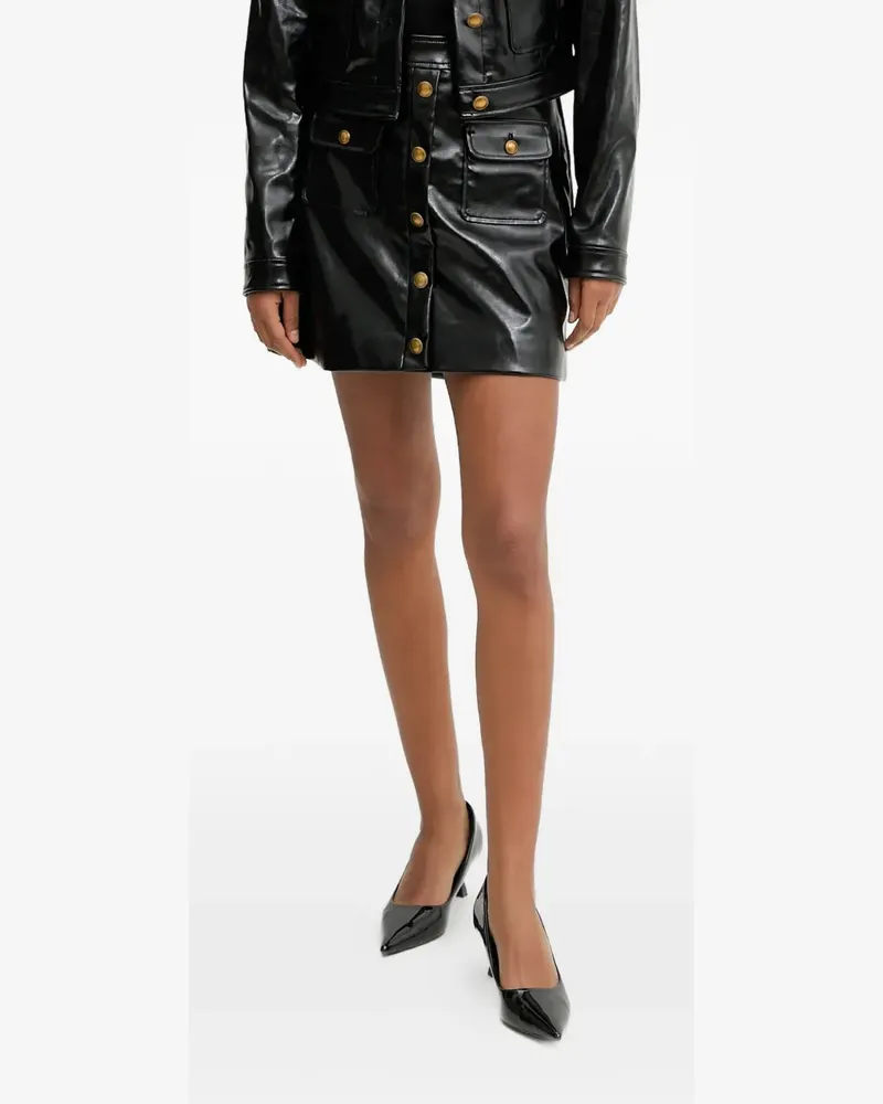 Guess button-up faux-leather mini skirt - Schwarz Schwarz