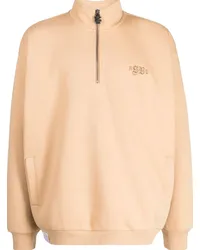 Izzue Besticktes Sweatshirt mit Reißverschluss Braun