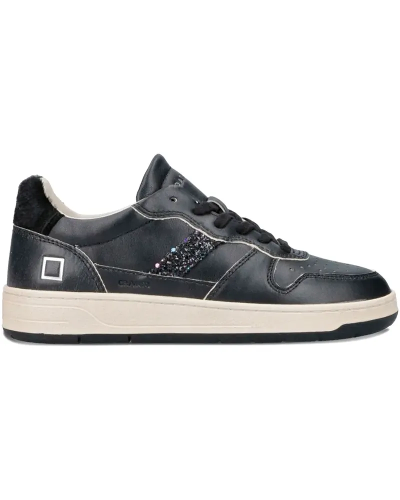 D.A.T.E. Court 2.0 glitter panel trainers - Schwarz Schwarz