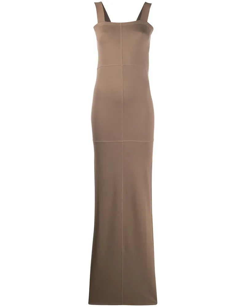 Christophe Lemaire Maxikleid mit eckigem Ausschnitt - Braun Braun