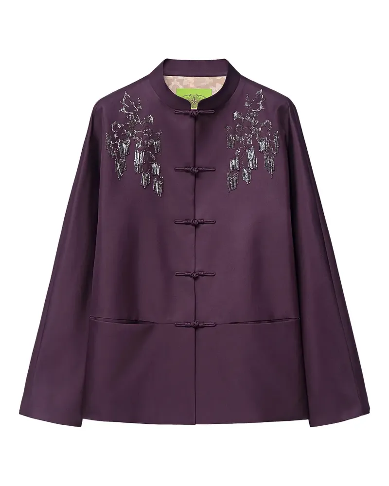 Shanghai Tang Verzierte Twill-Jacke mit Froschverschluss - Violett Violett