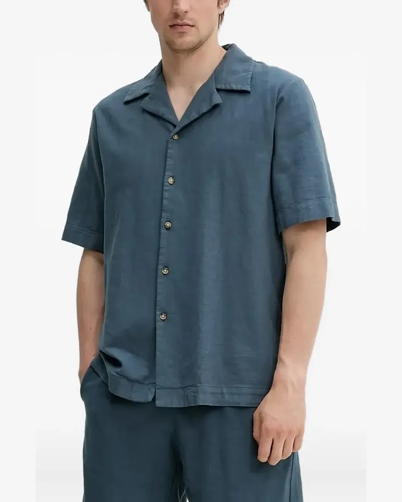 Won Hundred Kurzärmeliges Hemd mit Reverskragen - Blau Blau