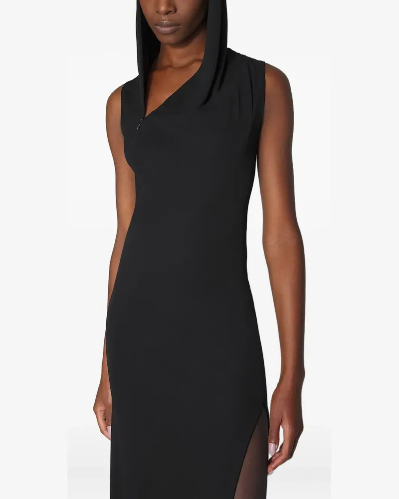 Thierry Mugler Maxikleid mit Kapuze - Schwarz Schwarz