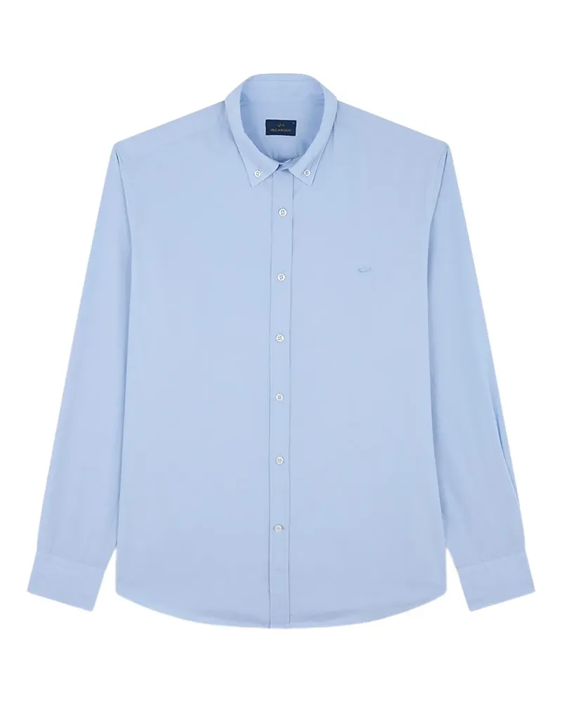 Paul & Shark Popeline-Hemd mit Hai-Stickerei - Blau Blau