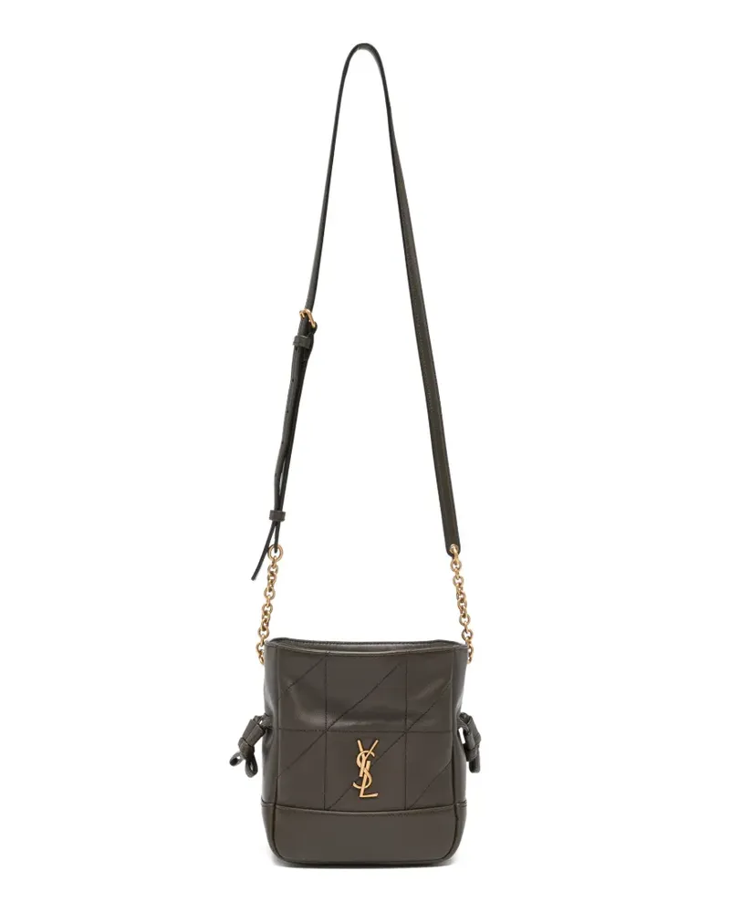 Saint Laurent mini Jamie quilted logo-plaque clutch bag - Braun Braun