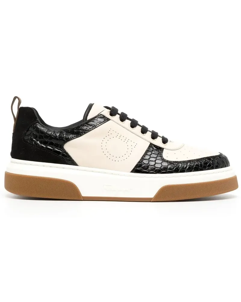Ferragamo Sneakers mit Kontrasteinsätzen - Schwarz Schwarz