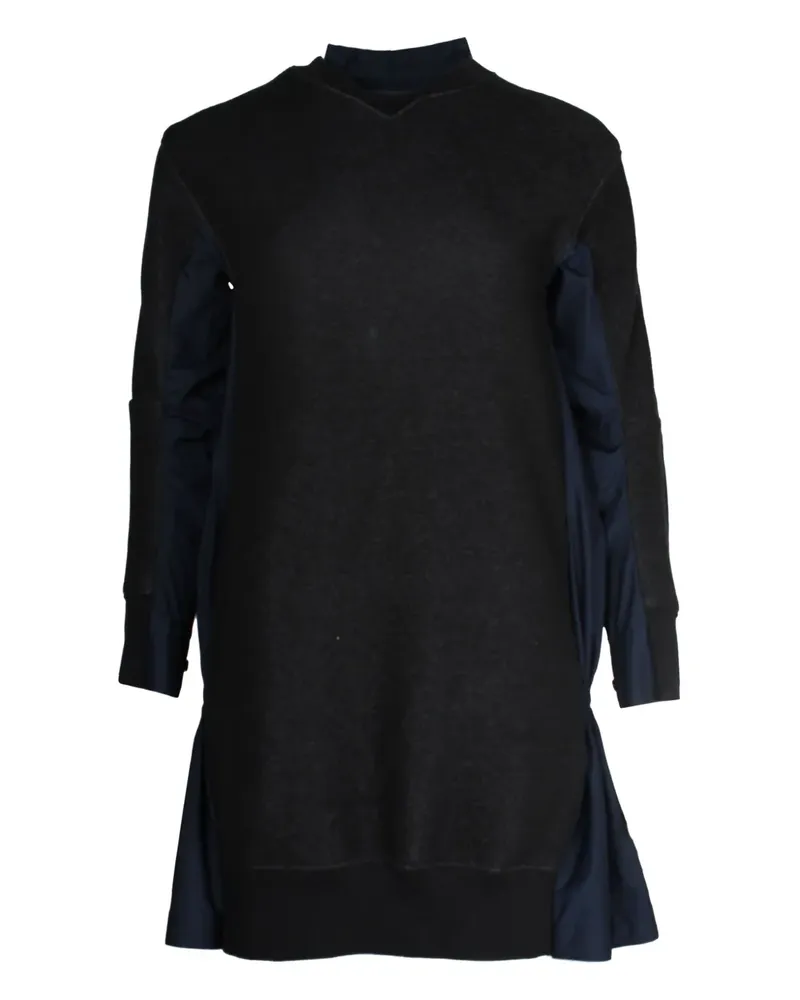Sacai two-tone pleat-detail dress - Schwarz Schwarz