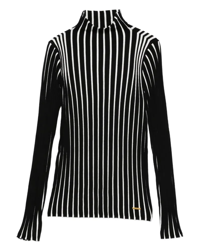 Twin-Set Geripptes Oberteil mit Streifen - Schwarz Schwarz
